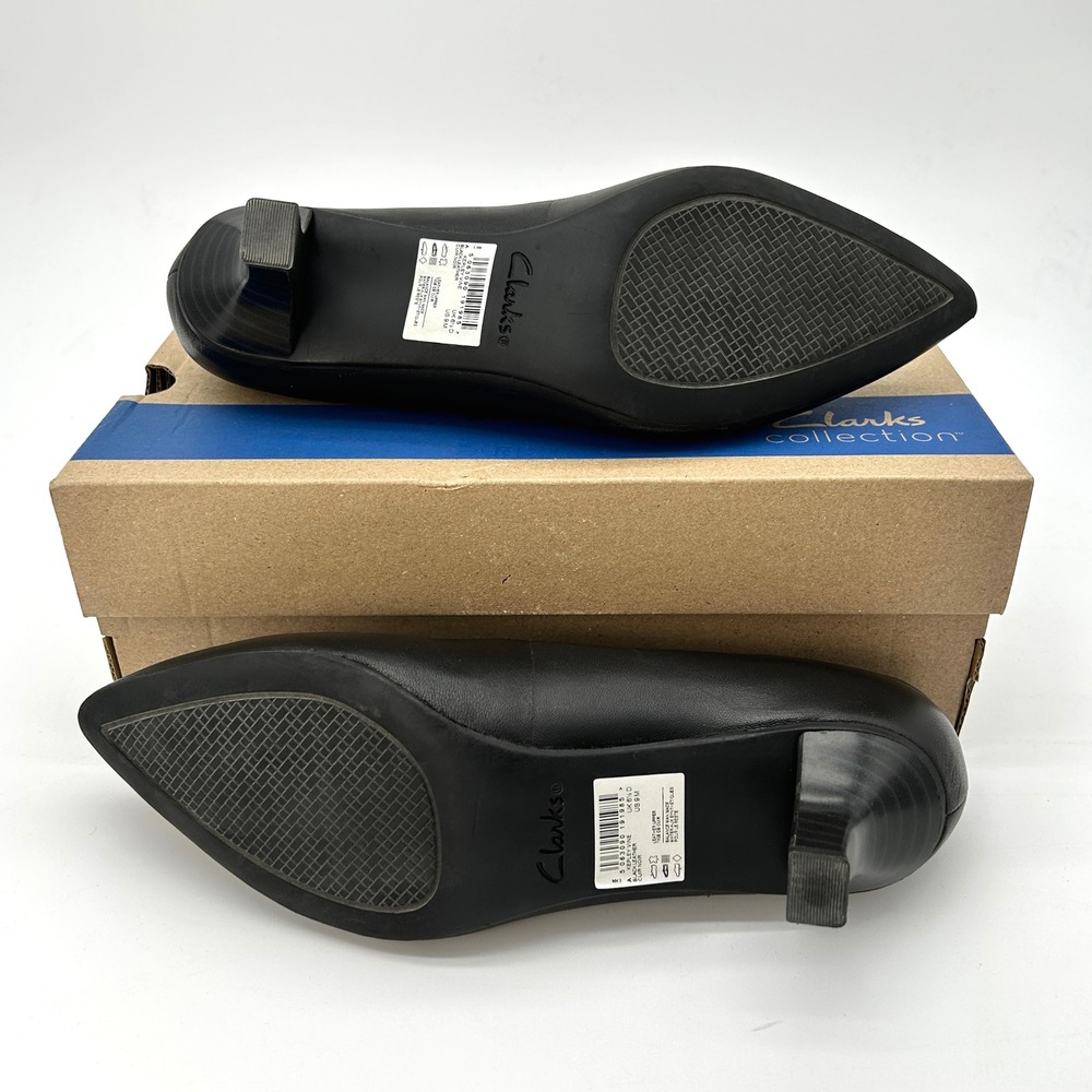 Womens Pumps Clarks Kepley Vine Size 9 Black Leather Heels Comfort Foam NEW - Picture 6 of 8